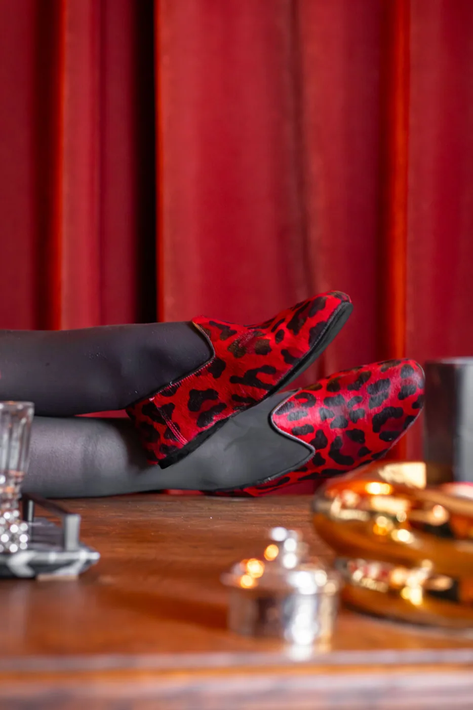 Mocassins léopard rouge Sansar